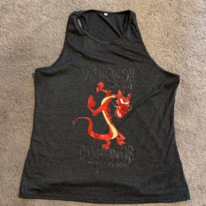 Mulan Mushu Graphic Tank Top - Charcoal with Red Dragon
